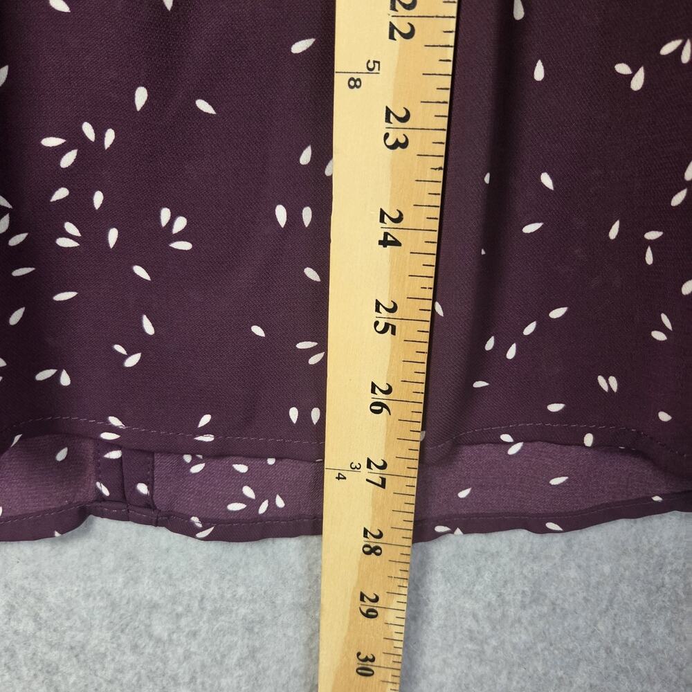 Monday Fun Plum Speckled SS Smocked Shoulders Split Neck Blouse Women's Plus 1X - Picture 8 of 12